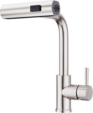 Kitchen Faucet with Pull down Sprayer Brushed Nickel Waterfall Modern Kitchen Si
