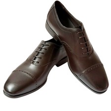 Ferragamo RILEY Dark Brown Leather Gancini Oxford Men's Dress Shoes