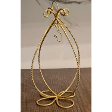 Vintage Glittery Gold Twisted Metal Christmas Ornament Display Stand 9.5"