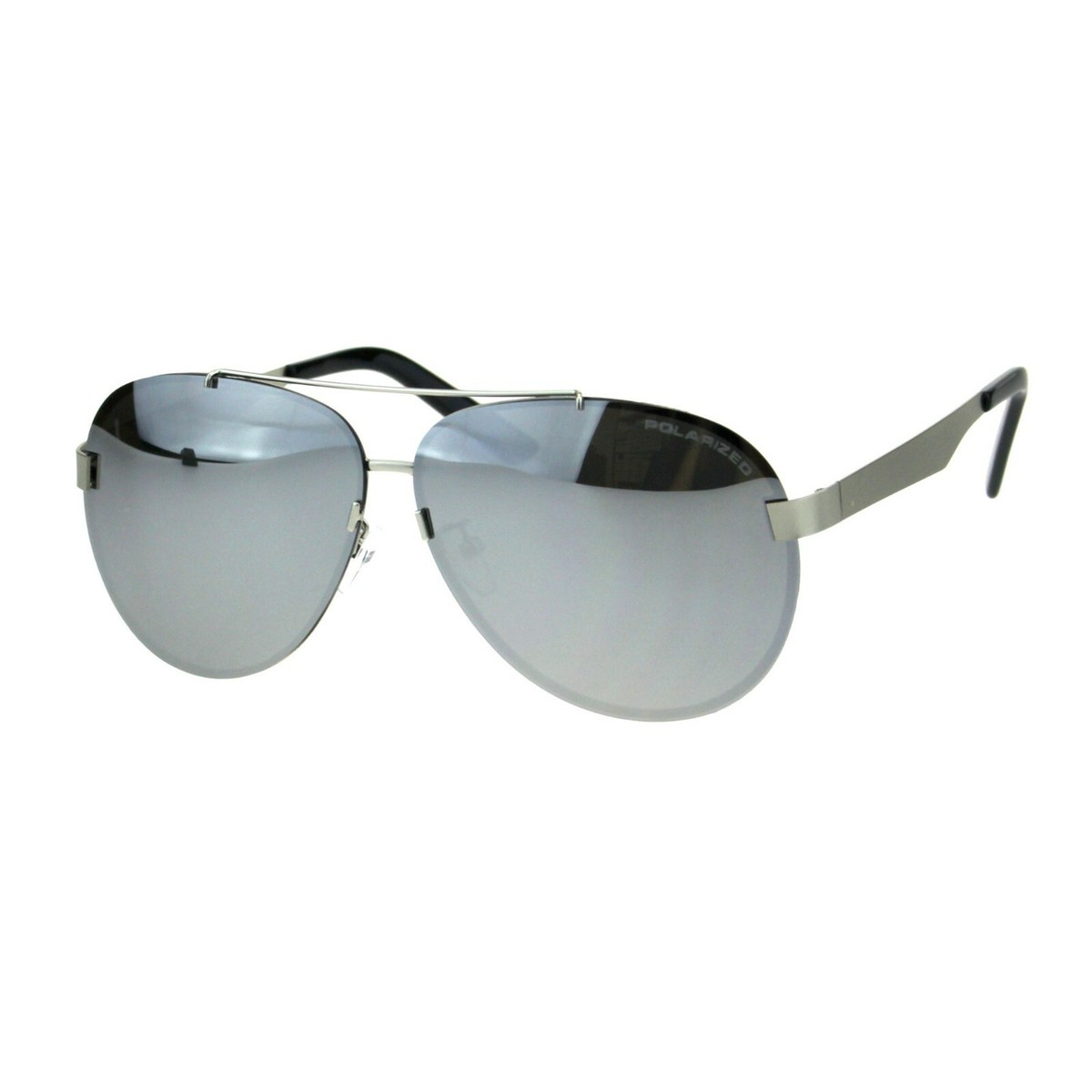 Round Aviator Sunglasses, Metal Frame, Polarized Lenses Silver Retro-Vintage Metal Round Polarized Sunglasses with  main image 4