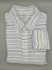 Brooks Brothers Regent Irish Linen Button Down Long Sleeve Shirt Men Size XL