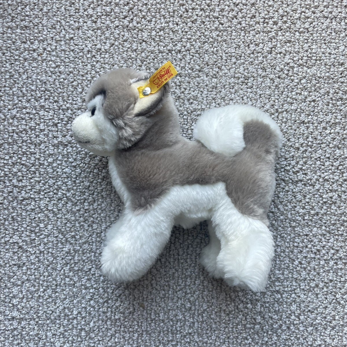 Steiff Bernie Husky Plush Toy - Grey/White Stuffed Animal, Handmade With Button In Ear - View #5
