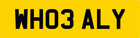 PRIVATE CAR NUMBER PLATE WH03 ALY ALL FEES PAID ALISTAIR ALI ALISON AL ALS ALUN