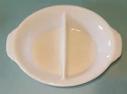 vintage FIRE KING #468 WHITE divided CASSEROLE split oval baking dish