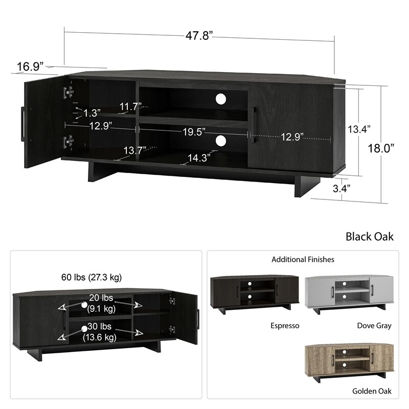 Ameriwood Home Southlander Corner TV Stand for TVs up to 50" in Espresso