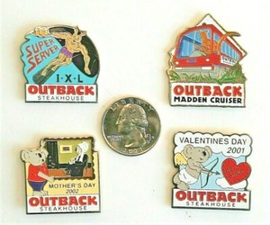 OUTBACK STEAKHOUSE LOT OF 4 NICE PINS -3 RARE /inc. MADDEN CRUISER &SUPER SERVER