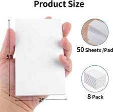 Note Pads 3x5 In, 8 Pack Blank Notepad, White Scratch Pads for Writing, 50 Sh...