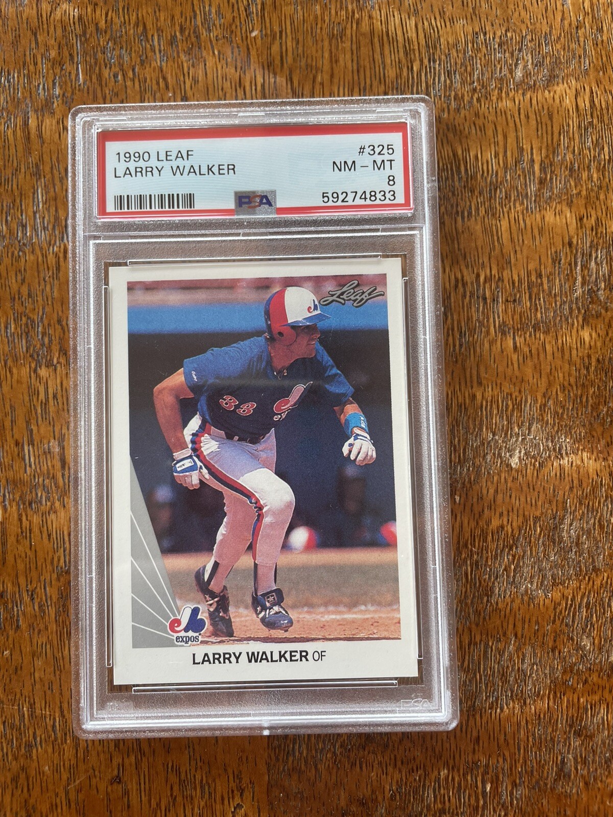 1990 LEAF LARRY WALKER HOF ROOKIE #325 - MONTREAL EXPOS - PSA 8 NM-MT 4833