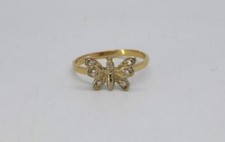 Butterfly Ring 7 Diamond 14kt Yellow Gold Size 7.25