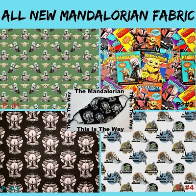All New Star Wars Mandalorian 100% Cotton Fabric FQ, 1/4, 1/2 Yard & 4 Patterns