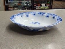 Antique W H Grindley Dover Pattern Flow Blue Oval Serving Bowl 10  