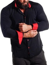 HHGKED Men's Button Down Shirts Long Sleeve Dress Shirts Classic Contrast Shirt