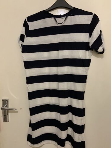 extra long navy/white thick stripped top with cap sleeves sz 18 nwt - Picture 3 of 3