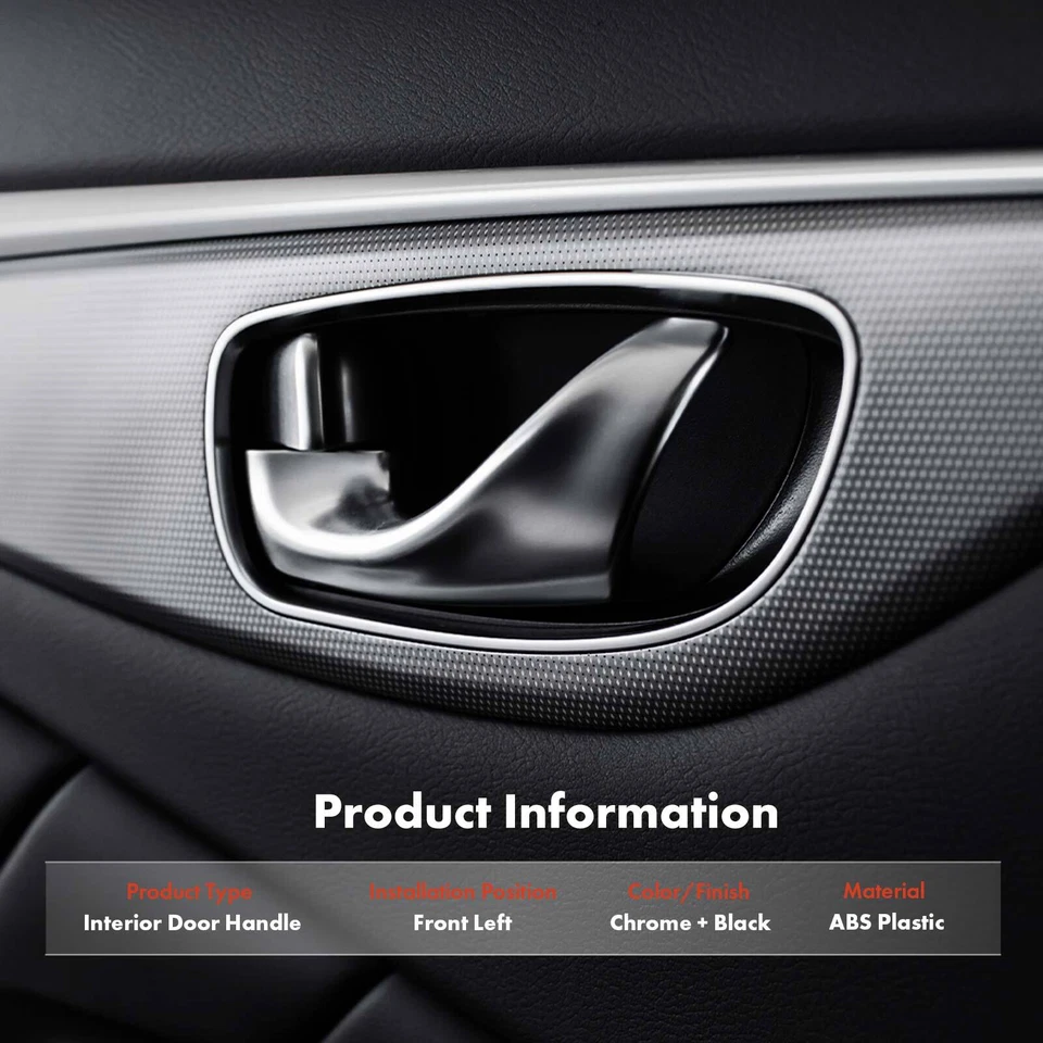 Manija de puerta interior cromada + negra del conductor delantero para Honda Accord 1990 1991-1993 Foto 2 de 4