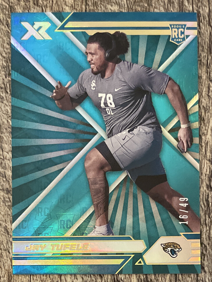 2021 Panini XR Football Jay Tufele Rookies Teal /49 #172 RC Jaguars