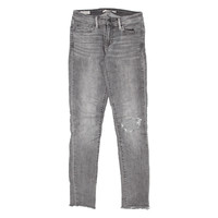 LEVI'S 711 BIG E Distressed Womens Jeans Grey Slim Skinny Stone Wash W26 L28