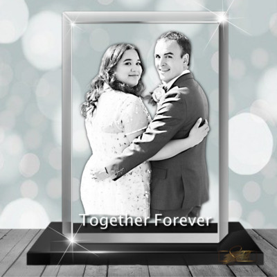 2D Foto Kristallblock - personalisiertes Foto - Memorial Anniversary Geschenk UK