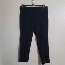 Womens Black 89th  Madison Flat Front Skinny Pants Size Petite Large Pull On