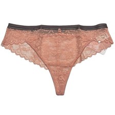 NWT Victoria's Secret FREYA Brazilian Pantie Sz L Pink Gray Lace