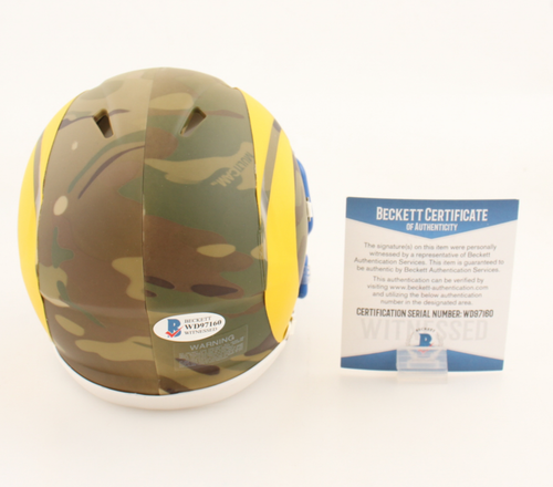 Isaac Bruce Signed Los Angeles Rams Camo Speed Mini Helmet Beckett COA - Picture 2 of 2
