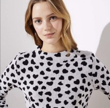 NWOT Loft Heart Print Mock Neck Sweater Size XS Petite