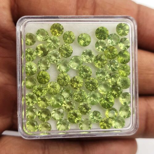 Natural Peridot Loose Round Cut Gemstone 4 MM 20 CT 67 Pcs - Picture 2 of 4