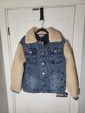 Nb Avenue Collared Denim And Faux Fur Lining Jacket Very Warm Size Small