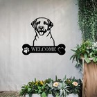 Charming Labrador Retriever Gift Metal Wall Art, Personalised Welcome Sign Decor