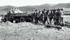 1951 Original Photo Korean War United Nations Army combat engineers load trucks