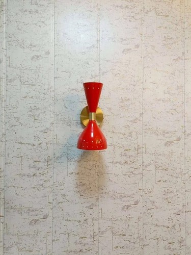 OTHIRO rote Oberfläche moderne Wandleuchte 2 Seitenhalter Mid Century Licht S...