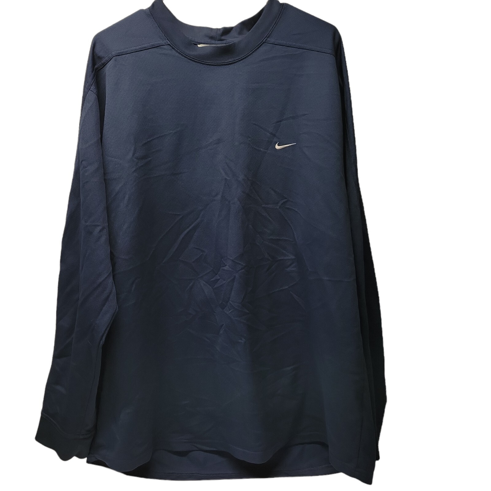 NIKE Navy Cotton Longsleeve Mock 