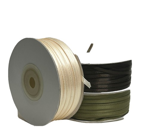 3 Rolls Ribbon Double Faced Satin Ribbon, 100Yard, 1/8-Inch Olive, Brown ,ivory - Picture 5 of 7