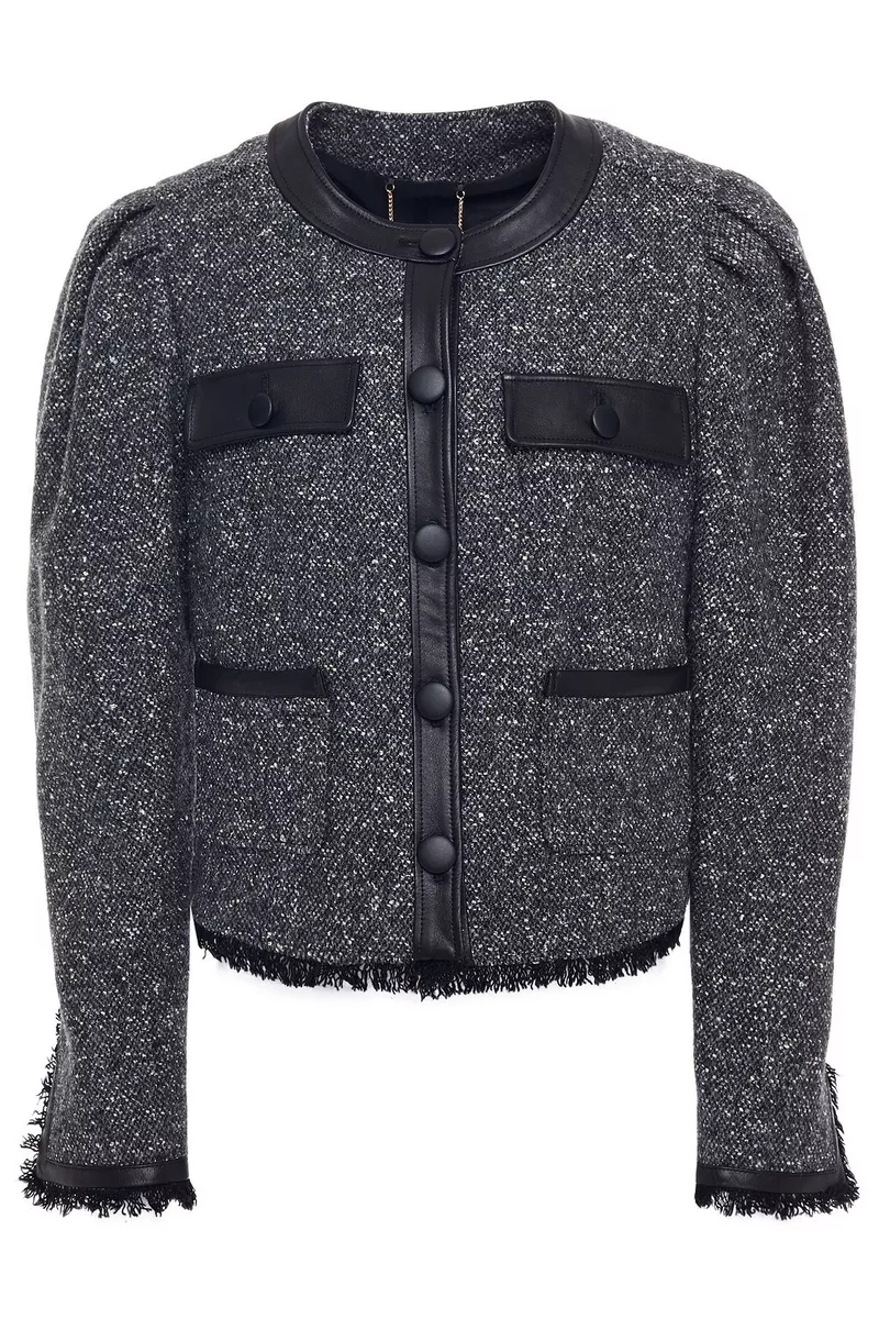 Tweed leather jacket sale