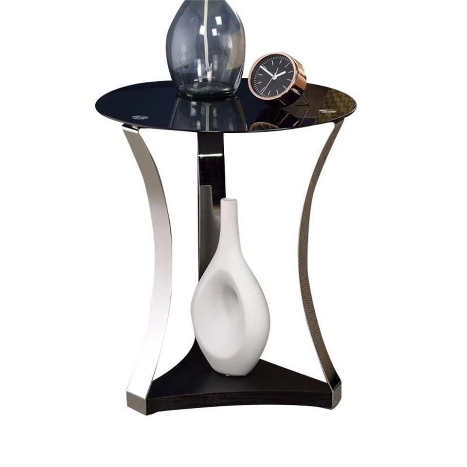 Mesa auxiliar redonda de vidrio ACME Geiger en oro negro y rosa Foto 2 de 2