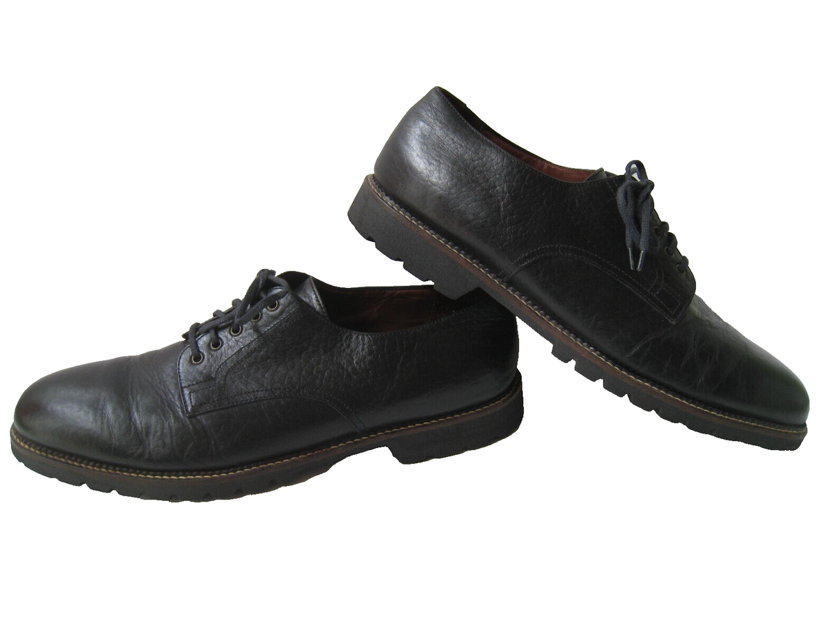 H.S. TRASK Mens 12W Black Authentic Bison Leather Oxford Derby‎ Shoes 1151 USA H.S. Trask Men main image 2