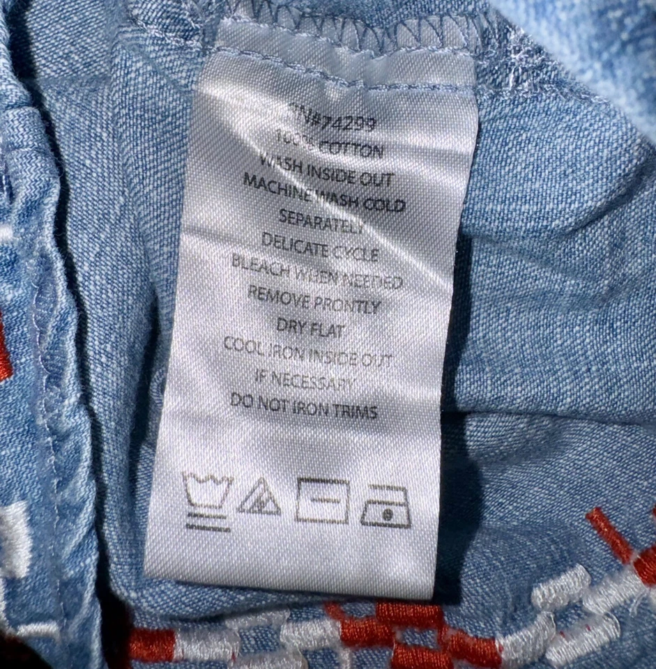 Camiseta sin mangas Lucky Brand para niñas pantalones cortos de mezclilla cambray rojo flecos mameluco talla 6 Foto 4 de 4