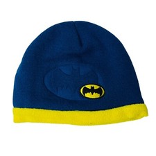 Batman Youth Beanie Hat Bonnet Knit Blue Yellow DC Comics Kids Headwear Coldgear