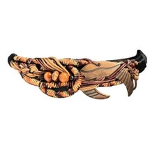 Vintage Carolyn Tanner Designs Womens Statement Belt Brown Beaded Braided 37in