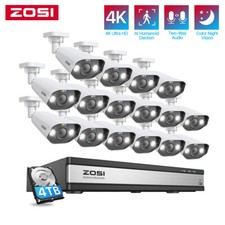 ZOSI 4K 16CH NVR 8MP POE Security IP Camera System Outdoor CCTV AI Detection 4TB