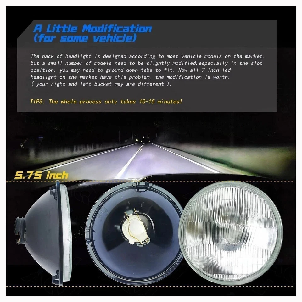 Newest for Datsun 510 620 710 810 4PCS 5.75" Round LED Headlights Halo H5006 kit - Image 4 of 4