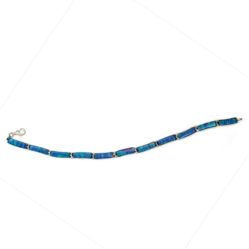 Pulsera de tenis azul claro ópalo fuego 950 cadena de joyería de plata esterlina 950 - Imagen 4 de 12