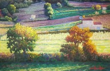 Paysage de Provence par Chevalley, Pastel sec