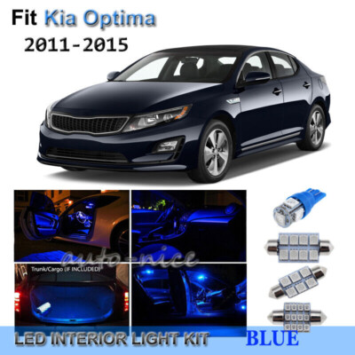 For 2011-2015 Kia Optima Premium Blue LED Interior Lights Kit 8 Pieces