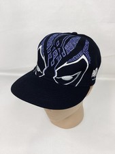 Marvel Black Panther Snapback Hat Black Purple Embroidered Mask Cap