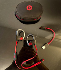 Beats by Dre Powerbeats Bluetooth Ear-Hook Earbuds Black/Red w/ Case