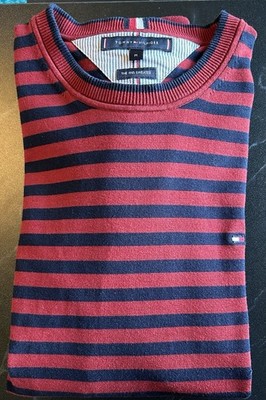 Tommy Hilfiger Herren Pullover Sweater Größe M Rot / Schwarz Gestreift