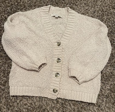 LOFT Cream Chunky Knit Cardigan, Girl, size XS
