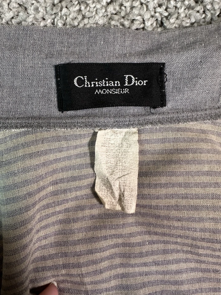 De Colección Christian Dior Monsieur Bata Para Hombre Talla Única Gris/Beige Rayas Cinturón Algodón Foto 4 de 4