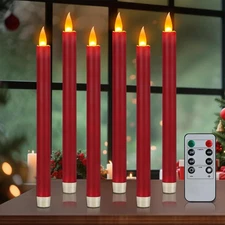 Flameless Taper Candles 10" Dripless Battery Operated Taper Candles Included ...