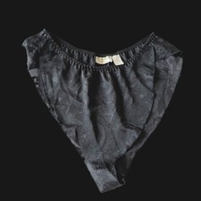 Vintage Victorias Secret Gold Label Black Floral Jacquard High Cut Panties S